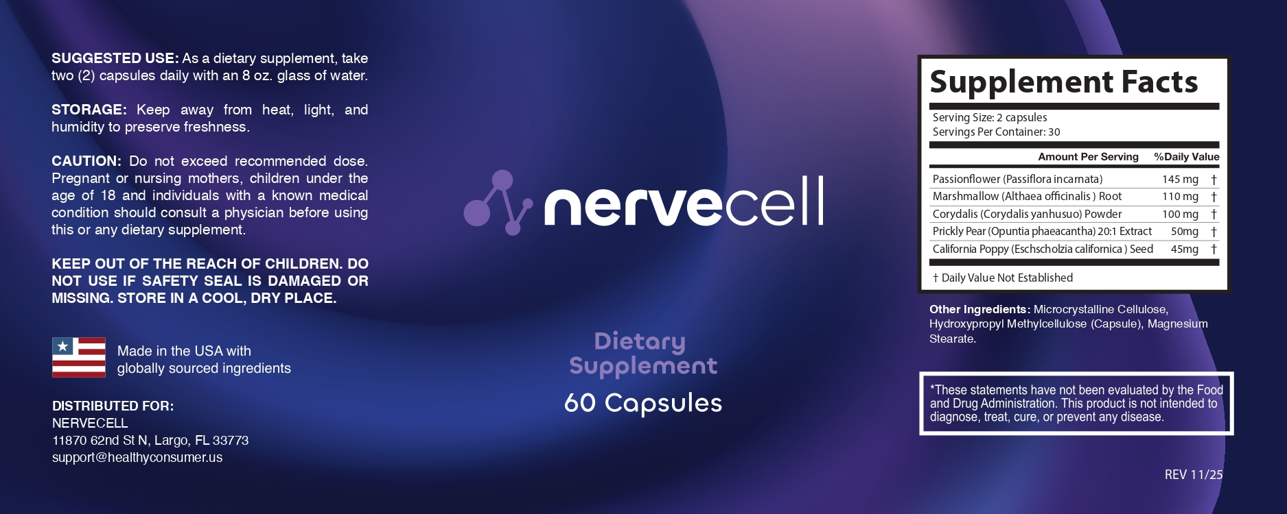 Nervecell Keto + ACV Gummies Supplement Facts label